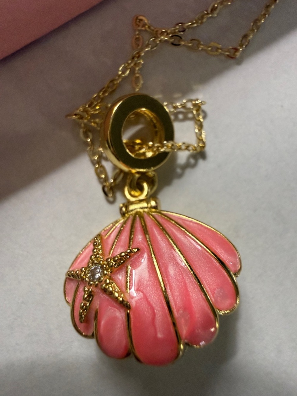 Adina Eden Gold Pink Shell Pendant Necklace with Starfish Accent